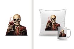 spooky skull man watercolor clipart png