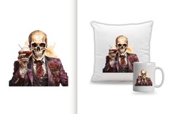  spooky skull man watercolor clipart png