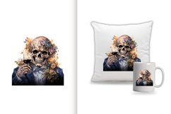 spooky skull man watercolor clipart png