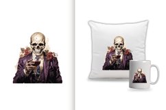 spooky skull man watercolor clipart png
