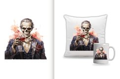 spooky skull man watercolor transparent