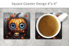 Halloween square coaster, halloween magnet Product Image 1