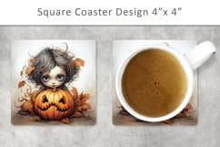 Halloween square coaster, Halloween kitchen decor Product Image 1