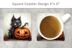 Halloween square coaster, halloween card Product Image 1
