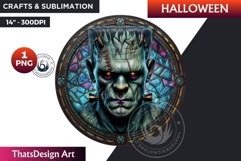 Halloween stained glass clipart, Frankenstein gothic PNG Product Image 1