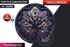 Halloween stained glass clipart, gothic Haunted Tree Product Image 1