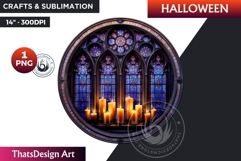 Gothic Halloween stained glass clipart,Gothic Cathedral PNG Product Image 1