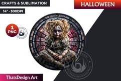 Halloween stained glass clipart,Haunted Doll gothic PNG Product Image 1