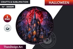 Gothic Halloween stained glass clipart,Haunted Castle PNG Product Image 1