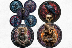 Halloween stained glass cliparts V4,gothic halloween clipart Product Image 6