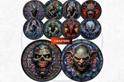 Halloween stained glass cliparts V4,gothic halloween clipart Product Image 9