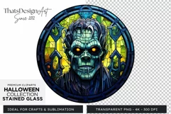 Stained Glass Halloween Clipart PNG for crafts & sublimation Product Image 1