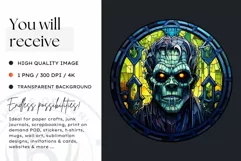Stained Glass Halloween Clipart PNG for crafts & sublimation Product Image 2
