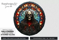 Stained Glass Halloween Clipart PNG for crafts & sublimation Product Image 1