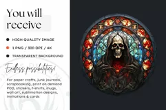 Stained Glass Halloween Clipart PNG for crafts & sublimation Product Image 2