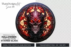 Stained Glass Halloween Clipart PNG for crafts & sublimation Product Image 1