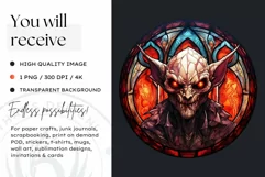 Stained Glass Halloween Clipart PNG for crafts & sublimation Product Image 2