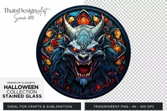 Stained Glass Halloween Clipart PNG for crafts & sublimation Product Image 1
