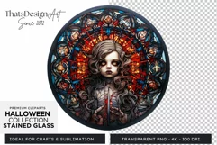 Stained Glass Halloween Clipart PNG for crafts & sublimation Product Image 1