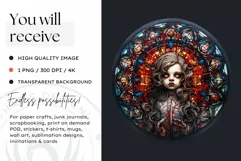 Stained Glass Halloween Clipart PNG for crafts & sublimation Product Image 2