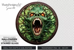 Stained Glass Halloween Clipart PNG for crafts & sublimation Product Image 1