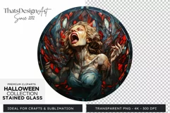 Stained Glass Halloween Clipart PNG for crafts & sublimation Product Image 1