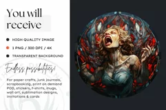 Stained Glass Halloween Clipart PNG for crafts & sublimation Product Image 2