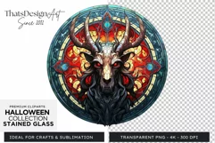 Stained Glass Halloween Clipart PNG for crafts & sublimation Product Image 1