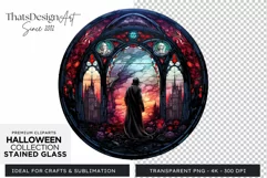Stained Glass Halloween Clipart PNG for crafts & sublimation Product Image 1
