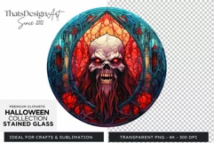 Stained Glass Halloween Clipart PNG for crafts & sublimation Product Image 1