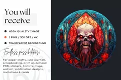 Stained Glass Halloween Clipart PNG for crafts & sublimation Product Image 2