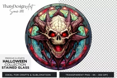 Stained Glass Halloween Clipart PNG for crafts & sublimation Product Image 1