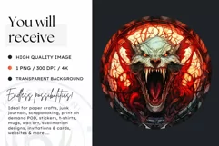 Stained Glass Halloween Clipart PNG for crafts & sublimation Product Image 4