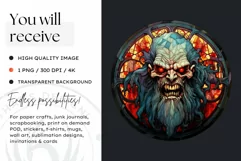 Stained Glass Halloween Clipart PNG for crafts & sublimation Product Image 2
