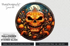 Stained Glass Halloween Clipart PNG for crafts & sublimation Product Image 1