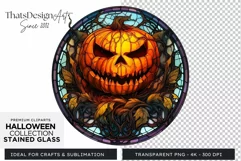 Stained Glass Halloween Clipart PNG for crafts & sublimation Product Image 1