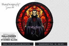 Stained Glass Halloween Clipart PNG for crafts & sublimation Product Image 1