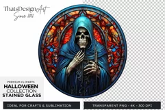 Stained Glass Halloween Clipart PNG for crafts & sublimation Product Image 1