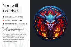Stained Glass Halloween Clipart PNG for crafts & sublimation Product Image 2