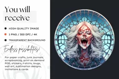 Stained Glass Halloween Clipart PNG for crafts & sublimation Product Image 2