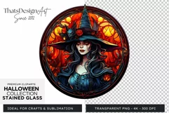 Stained Glass Halloween Clipart PNG for crafts & sublimation Product Image 1