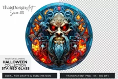 Stained Glass Halloween Clipart PNG for crafts & sublimation Product Image 1