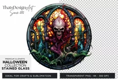 Stained Glass Halloween Clipart PNG for crafts & sublimation Product Image 1