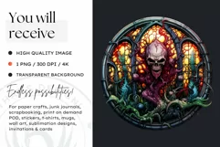 Stained Glass Halloween Clipart PNG for crafts & sublimation Product Image 2