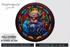 Stained Glass Halloween Clipart PNG for crafts & sublimation Product Image 1