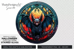 Stained Glass Halloween Clipart PNG for crafts & sublimation Product Image 1