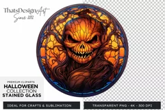 Stained Glass Halloween Clipart PNG for crafts & sublimation Product Image 1