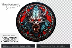 Stained Glass Halloween Clipart PNG for crafts & sublimation Product Image 1