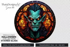 Stained Glass Halloween Clipart PNG for crafts & sublimation Product Image 1