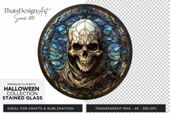 Stained Glass Halloween Clipart PNG for crafts & sublimation Product Image 1